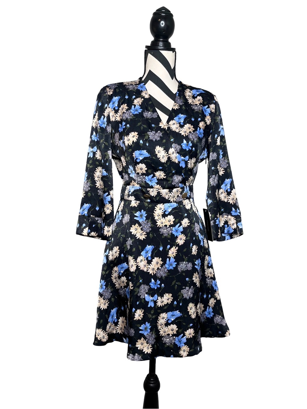 NWT Zara Whimsigoth Satin Floral Mini Dress Sz S